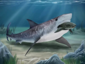 Elizabeth lunches Oliver (shark vore)