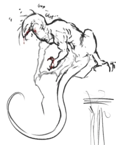 Monster lizard that swallow a prey