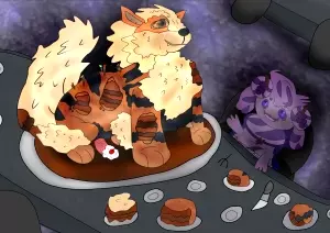 Alcremie's Arcanine Cake (Vore Story Art)