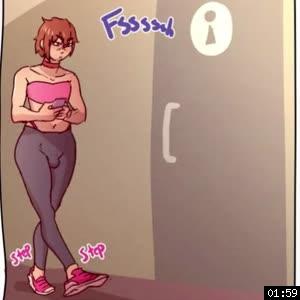 Chubby Wolf Girl's Bathroom Break (Animation)