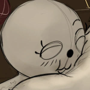 SCRIBBLED down (on gut)