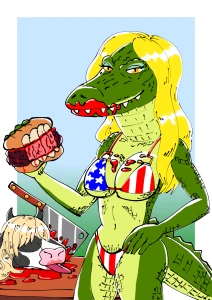Kelly Enjoying a Hamburger with Extra Ketchup