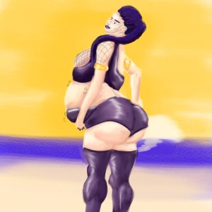 Goth punk on beach
