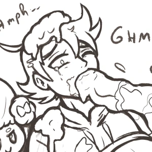 Alcremies feeding Goh (Sketch commission)